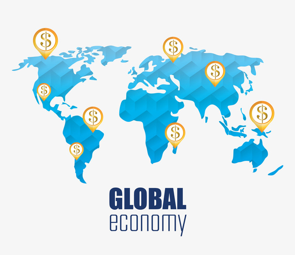 Ícone de negócios e economia global
 - Vetor, Imagem