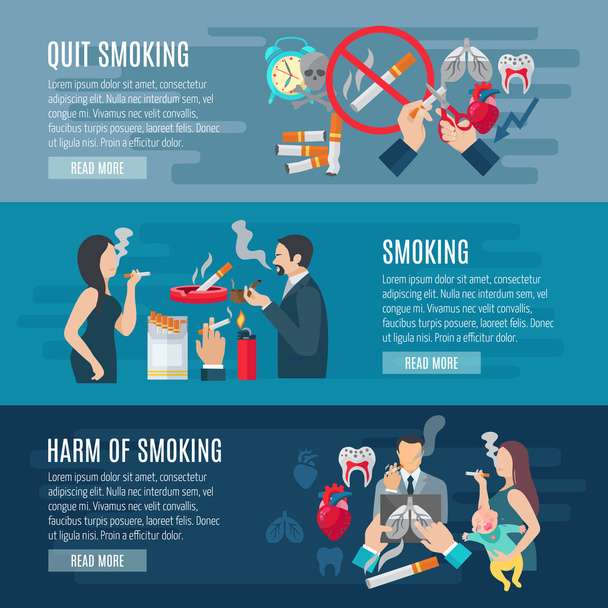 Κάπνισμα Banner σύνολο - Διάνυσμα, εικόνα