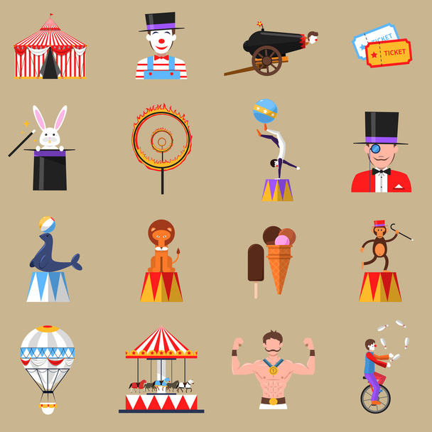 Цирк с плоскими иконками
 - Вектор,изображение
