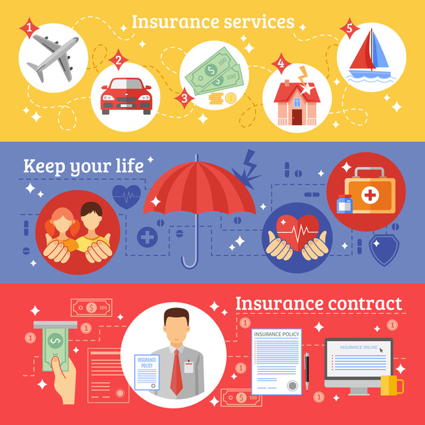 Insurance Banners Set - Vector, Image