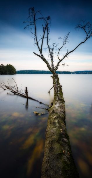 Paisaje de larga exposición de orilla del lago
 - Foto, imagen