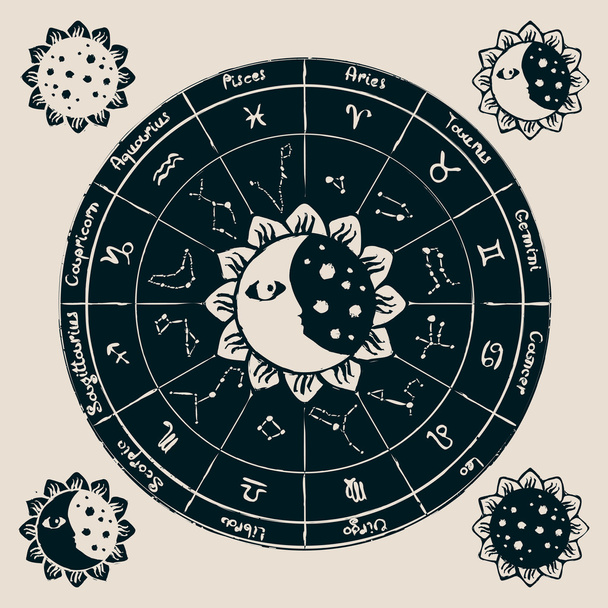 Zodiac με τον ήλιο - Διάνυσμα, εικόνα