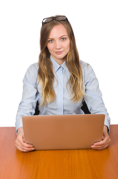 Funcionário de escritório com laptop isolado em branco - Foto, Imagem