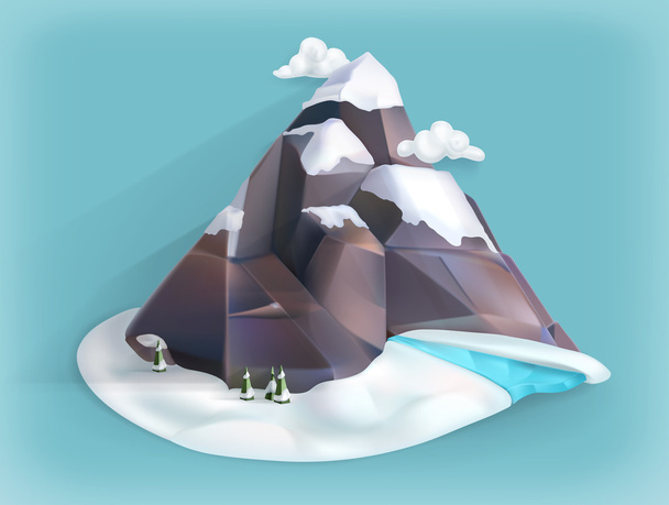 Mountain winter, low poly style - Vettoriali, immagini