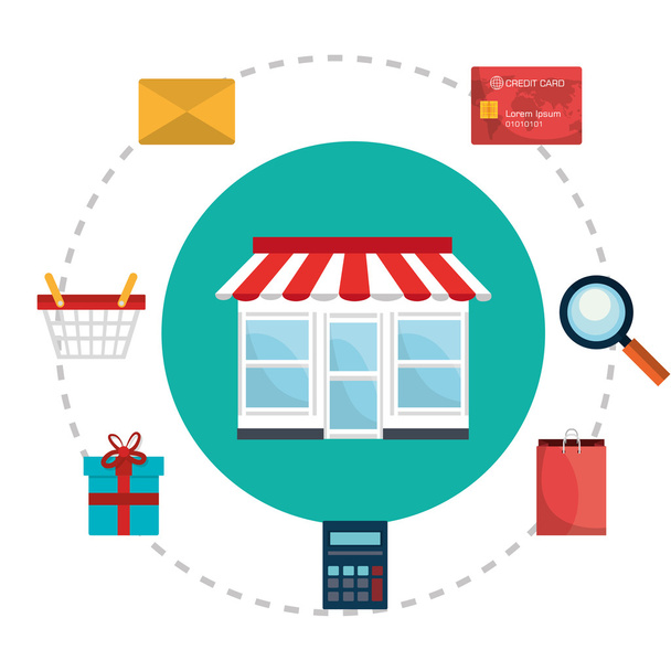 E-Commerce, Shopping und Marketing-Design. - Vektor, Bild