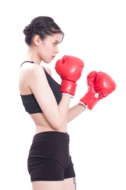 Fitness woman wearing boxing gloves - Foto, Bild