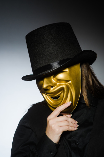 Woman with mask in funny concept - Photo, Image