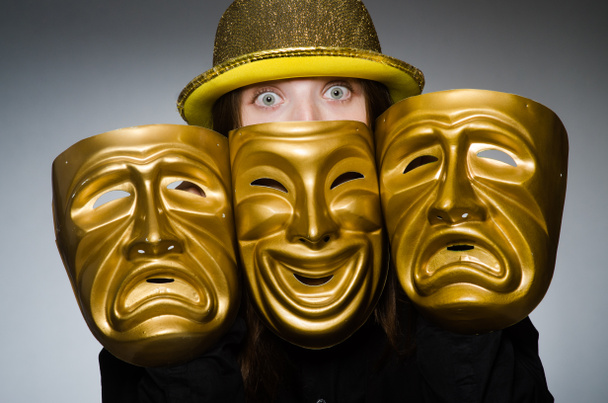 Woman with mask in funny concept - Photo, Image