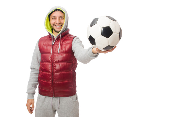 Uomo con calcio isolato su bianco - Foto, immagini