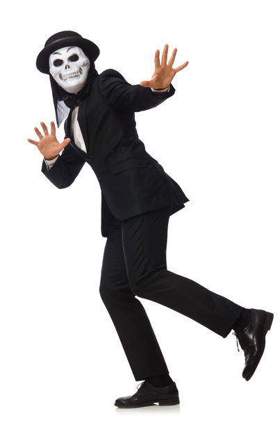 Man with scary mask isolated on white - Foto, Imagen