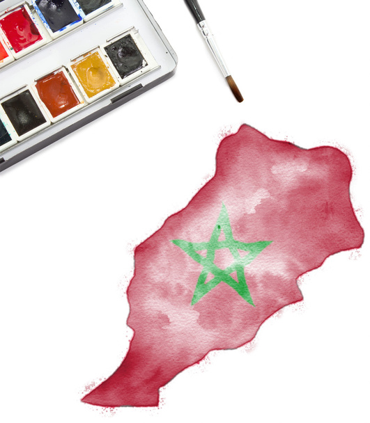 Pintura aquarela de Marrocos nas cores nacionais. (série
) - Foto, Imagem