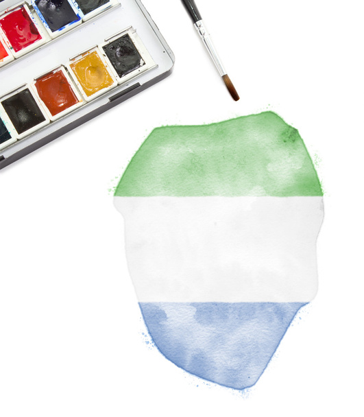 Aquarela pintura de Serra Leoa nas cores nacionais. (seri
 - Foto, Imagem