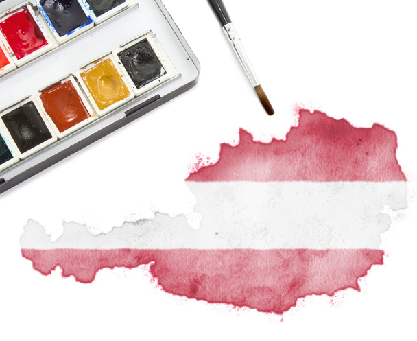 Pintura aquarela da Áustria nas cores nacionais. (série
) - Foto, Imagem