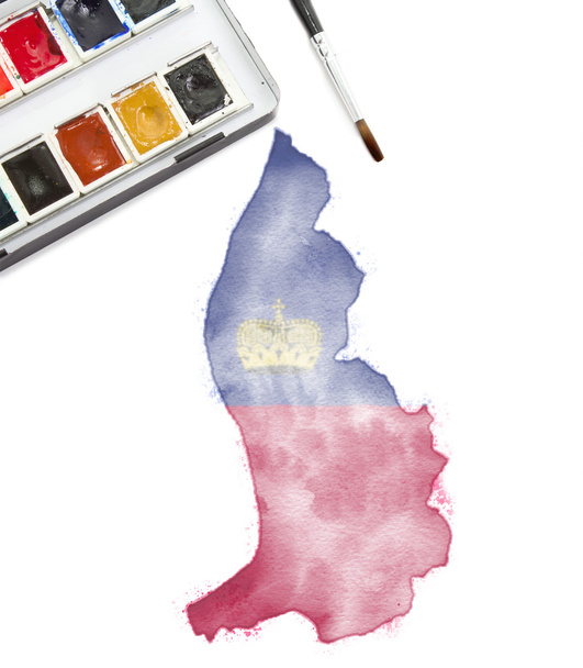 Aquarela pintura de Lichtenstein nas cores nacionais. (seri
 - Foto, Imagem