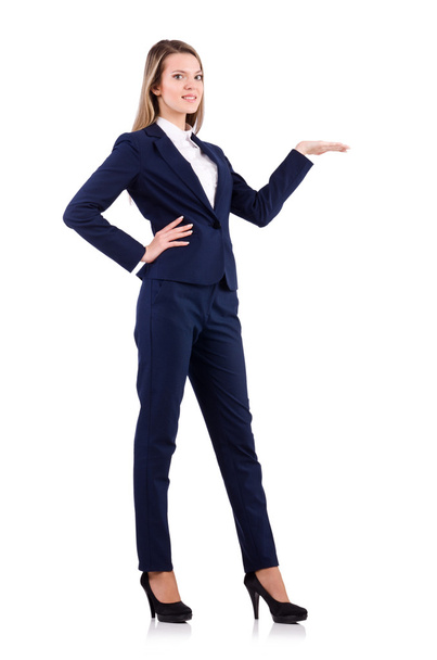 Businesswoman in blue suit isolated on white - Foto, imagen