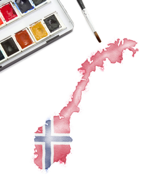 Aquarela pintura da Noruega nas cores nacionais. (série
) - Foto, Imagem