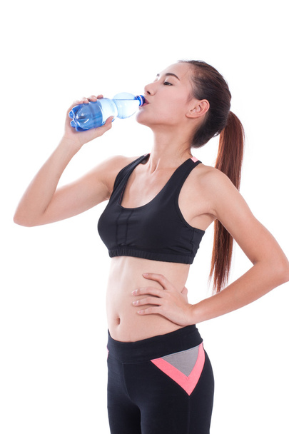Sport woman with bottle of water - 写真・画像