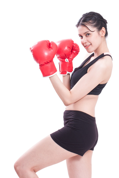 Fitness woman wearing boxing gloves - Valokuva, kuva
