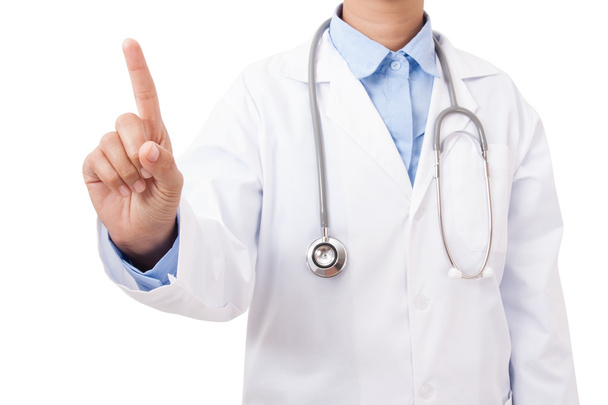 Doctor mostrando, señalando con el dedo
 - Foto, imagen
