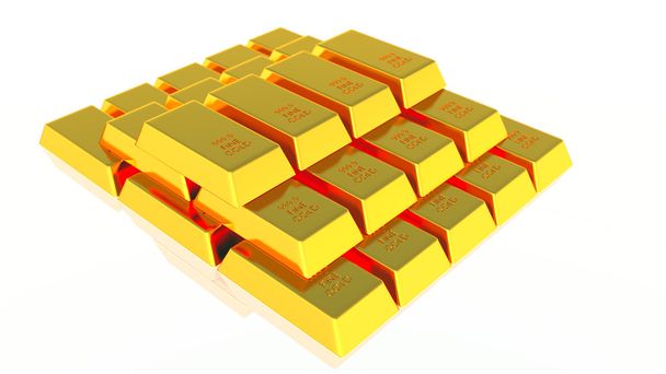 ράβδους χρυσού που απομονώνονται σε λευκό 3d καθιστούν - Φωτογραφία, εικόνα