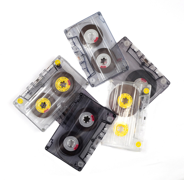 stapel van oude tape cassettes - Foto, afbeelding