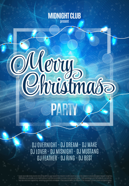 Merry Christmas Party Flyer. Abstract Winter Poster Background. Vector Illustration. - Vettoriali, immagini