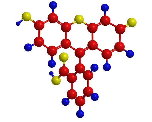 Estructura molecular de la fluoresceína
 - Foto, Imagen