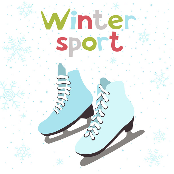 アイス スケートと冬ベクトル カード - ベクター画像