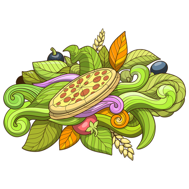 Pizza hand drawn ornament design vector - ベクター画像