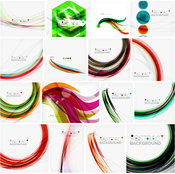 Joukko värikkäitä virtaava liike abstrakteja taustoja. Sileä futuristinen aalto asetteluja
 - Vektori, kuva