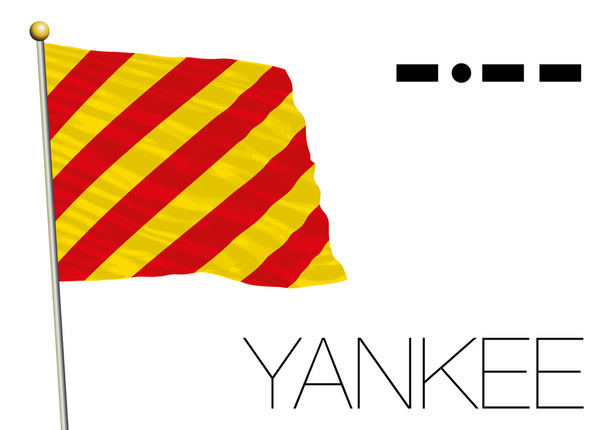 Yankee zászló, a Nemzetközi Tengerészeti jel és a morse-kódot szimbóluma - Vektor, kép
