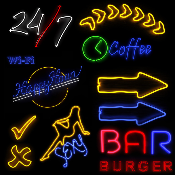 Neon Sign Pack for Restaurant Or club - Photo, Image