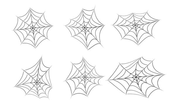 Halloween spider web, cobweb symbol, icon set. vector illustration isolated on white background. - Vector, afbeelding