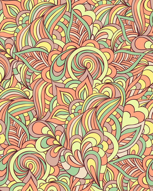 Muster mit abstrakten Blüten, Blättern und Linien. - Vektor, Bild