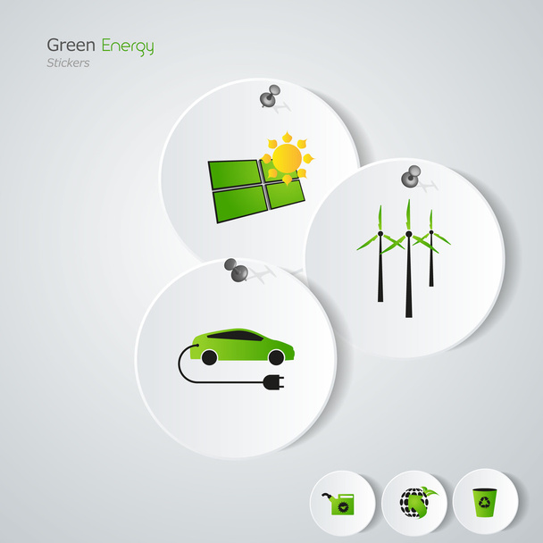 Зеленые наклейки экологической энергии
 - Вектор,изображение