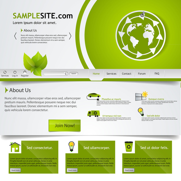 Eco Website Template Design - Vector, Imagen