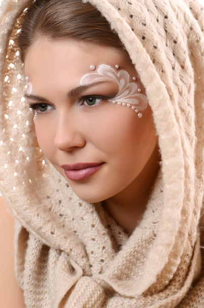 beautiful woman with pearl makeup - Photo, image