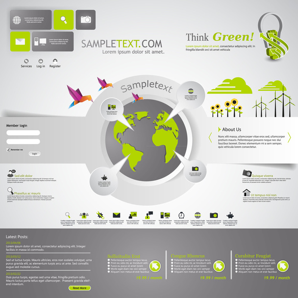 Modello di design del sito web Eco
 - Vettoriali, immagini