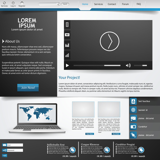 Website Template Design in editable vector format - Vektor, kép