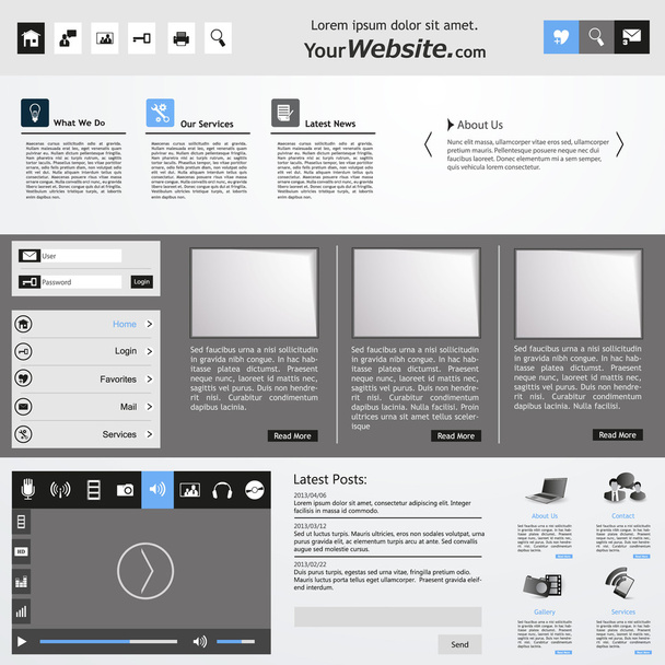Website Template Design in editable vector format - Vektor, Bild