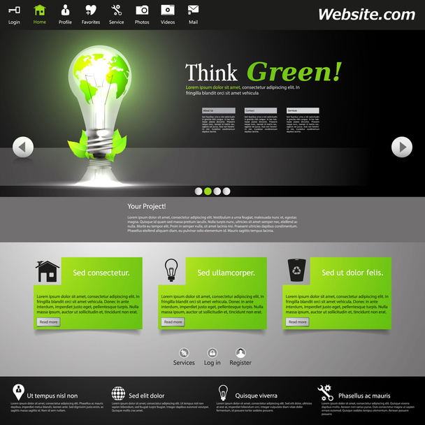 Λάμπα φωτισμού Eco ιστοσελίδα πρότυπο - Διάνυσμα, εικόνα