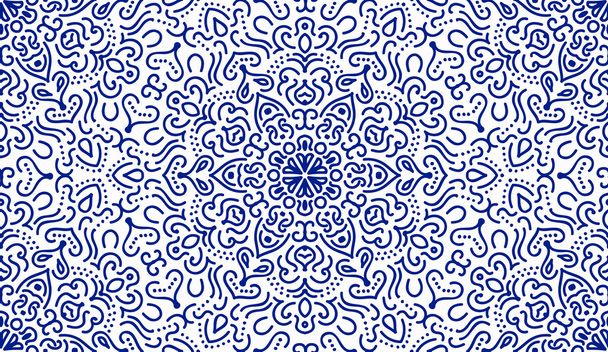 Tyylikäs sininen kukka linja kuvio
 - Vektori, kuva
