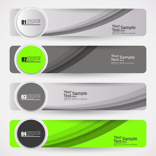 numbered green banner set - Vector, Image