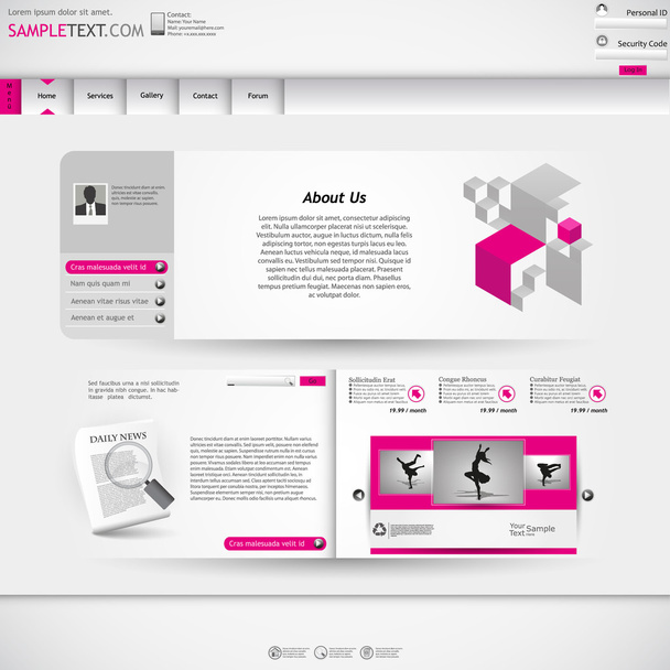Diseño de plantilla de sitio web - colores metálicos, púrpura
 - Vector, Imagen