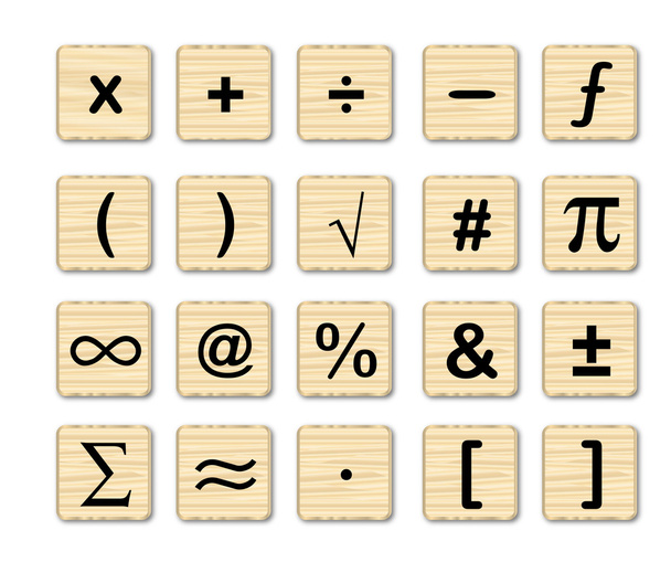 Wooden Math Symbols - Vector, Image