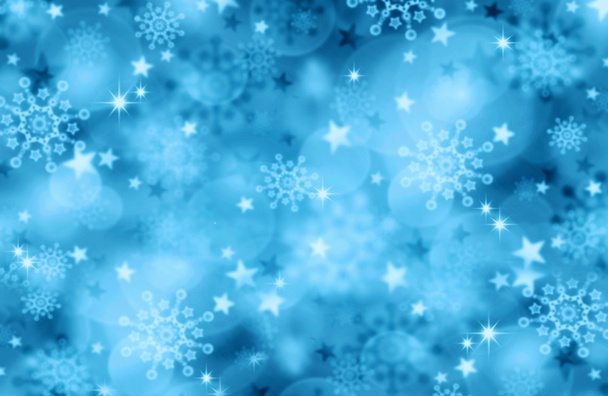 Blauwe Kerstmis achtergrond en sneeuwvlokken. - Foto, afbeelding