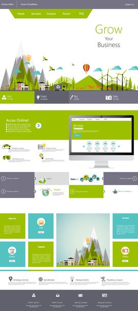 Eco Website Template Design - Vector, Image