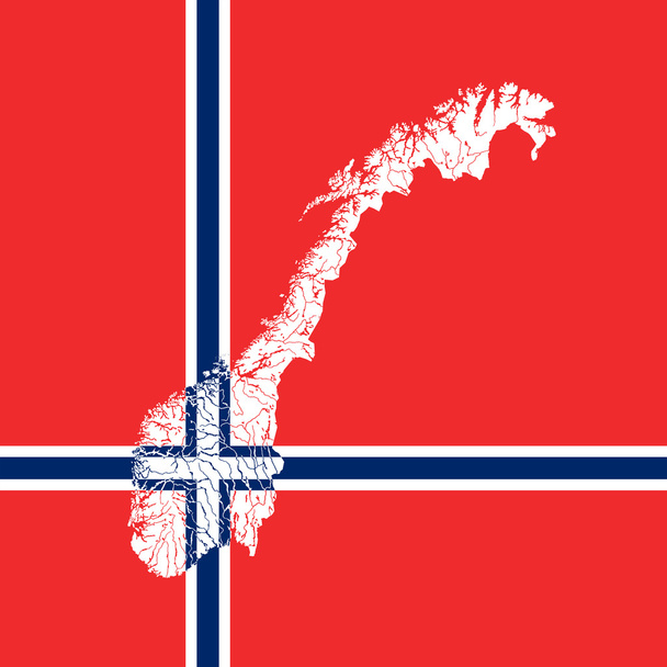 Karte von Norwegen mit Seen und Flüssen. - Vektor, Bild
