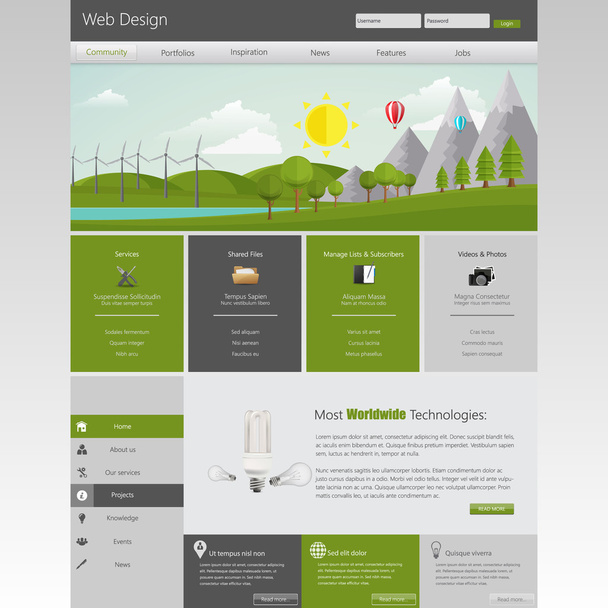 Eco Website Template - Vector, Image