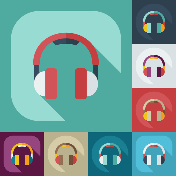 Flat modern design with shadow icons headphones - Vector, Image